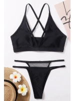 Kadın Siyah File Detaylı Özel Bikini Takımı