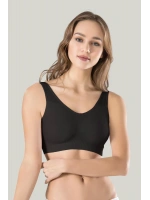 Kadın Siyah Kalın Askılı Çıkarılabilir Pedli Örme Seamless Dikişsiz Basic Büstiyer