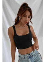 Kadın Siyah Kalın Askılı Crop Top Büstiyer