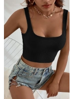Kadın Siyah Kalın Askılı Crop Top Büstiyer