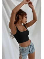 Kadın Siyah Kalın Askılı Crop Top Büstiyer