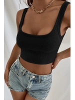 Kadın Siyah Kalın Askılı Crop Top Büstiyer