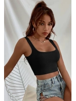 Kadın Siyah Kalın Askılı Crop Top Büstiyer