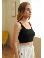 Kadın Siyah Kalın Askılı Crop Top Büstiyer