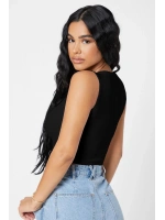 Kadın Siyah Kare Yaka Crop Top Bluz