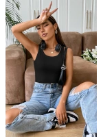 Kadın Siyah Kolsuz Kalın Askılı Uzun Crop Top Bluz & Atlet