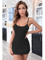 Kadın Siyah Sırt Kısmı Komple Dantelli Mini Gecelik