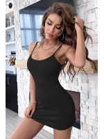 Kadın Siyah Sırt Kısmı Komple Dantelli Mini Gecelik