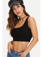 Kadın Siyah Tek Omuz Crop Büstiyer