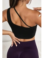 Kadın Siyah Tek Omuzlu Çapraz Askılı Crop Top Büstiyer