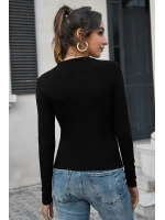 Kadın Siyah Uzun Kollu Fit Basic Crop Top Bluz