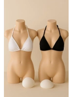 Kadın Siyah ve Beyaz Minimal Kesim Üçgen Bikini Üstü