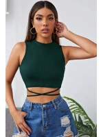 Kadın Yeşil Çapraz Bağlamalı Crop Top Büstiyer