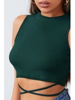 Kadın Yeşil Çapraz Bağlamalı Crop Top Büstiyer