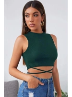 Kadın Yeşil Çapraz Bağlamalı Crop Top Büstiyer
