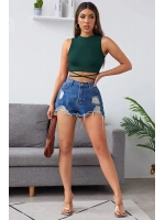 Kadın Yeşil Çapraz Bağlamalı Crop Top Büstiyer