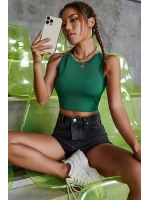 Kadın Yeşil Kare Yaka Crop Top Bluz
