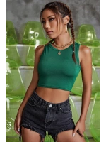 Kadın Yeşil Kare Yaka Crop Top Bluz