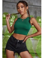 Kadın Yeşil Kare Yaka Crop Top Bluz
