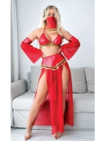 Peçeli Seksi Dansöz Kostümü - Kırmızı - KLBN20505