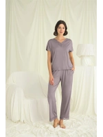 Kısa Kollu V Yakalı Dantelli Pijama Takımı - KLBN29235