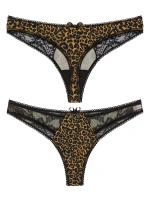 Liona Leopar Desenli Dantelli Fantezi G String Külot