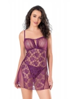 Kısa Tül Gecelik - Mor - KLBN14247