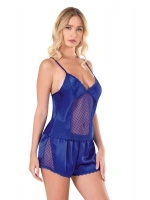 Saten Babydoll Şortlu Set - Saks - KLBN14071
