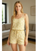 Sarı Üstüne Desenli Askılı Şortlu Pijama Takımı - KLBN26248