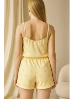 Sarı Üstüne Desenli Askılı Şortlu Pijama Takımı - KLBN26248