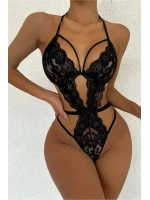 Babydoll Gecelik - Siyah Dantelli - Kadın İç Giyim - KLBN00177