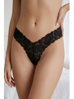 Siyah Çiçek Desenli Dantel String Külot TM1514