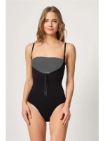 Siyah Göğsü Açık Agraflı Body Korse