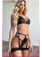 Siyah Göğüs Dantelli Seksi Jartiyer Takım