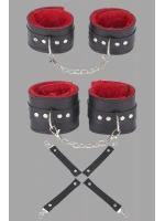 Siyah Harness Fantazi Aksesuar Set - Kırmızı - KLBN20142