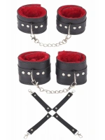 Siyah Harness Fantazi Aksesuar Set - Kırmızı - KLBN20142