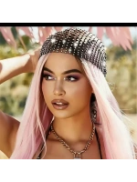 Siyah Taşlı File Bandana Saç Aksesuarı Bone