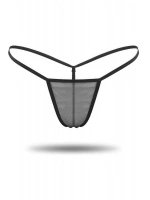 Siyah Transparan Tül String Tanga Modeli - Kadın - KLBN00051