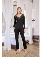 Uzun Kollu Dantelli ve Dekolteli Pijama Takımı - KLBN29218