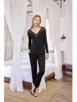 Uzun Kollu Dantelli ve Dekolteli Pijama Takımı - KLBN29218