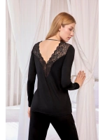 Uzun Kollu Dantelli ve Dekolteli Pijama Takımı - KLBN29218