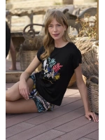 Yaprak Desenli ve Baskılı o Segredo e se Permitir Florescer Şort Seti - KLBN29163