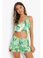 Yeşil Fırfırlı Şortlu Pijama Takımı