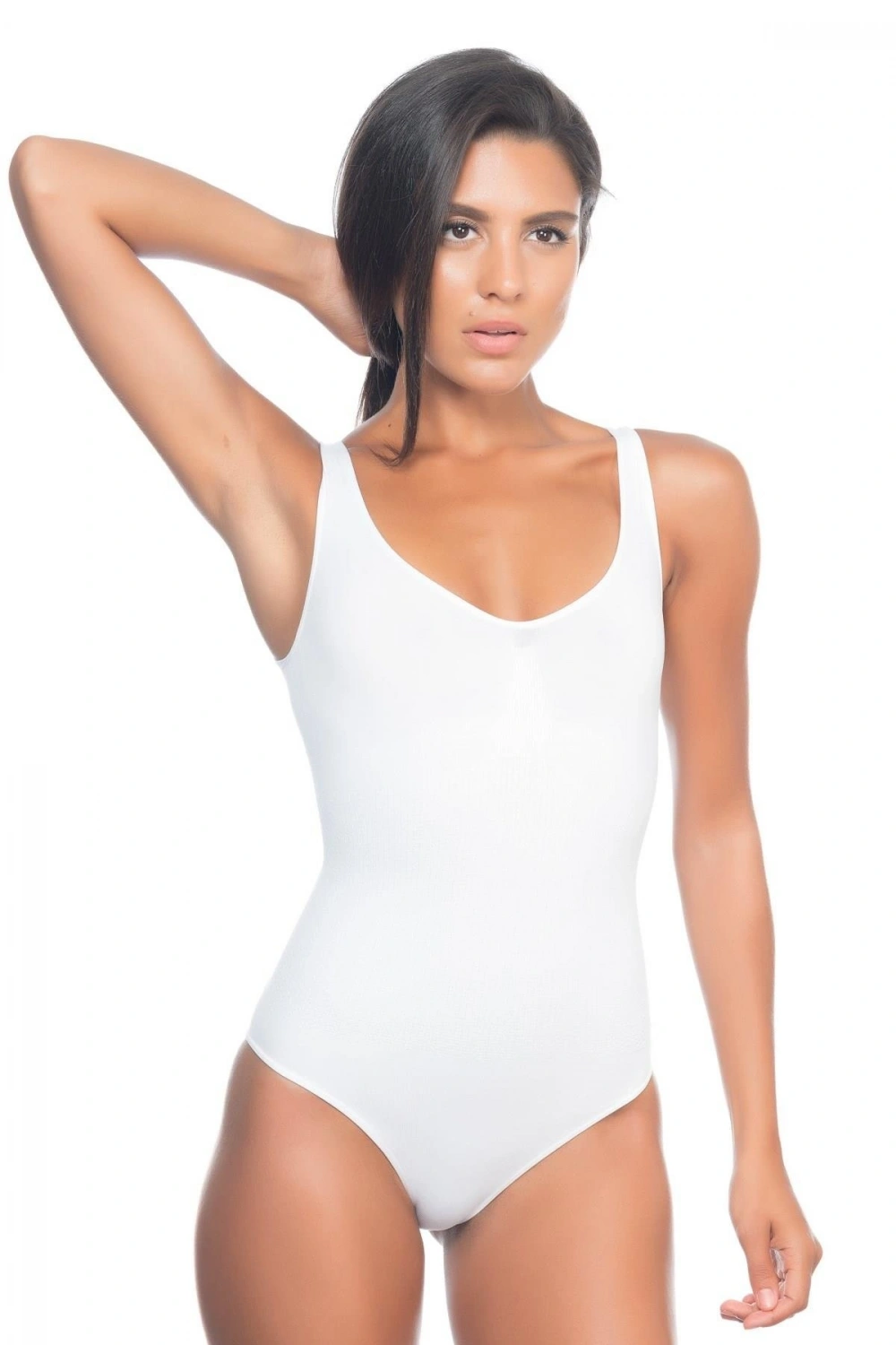 Beyaz Kalın Askılı Body Korse