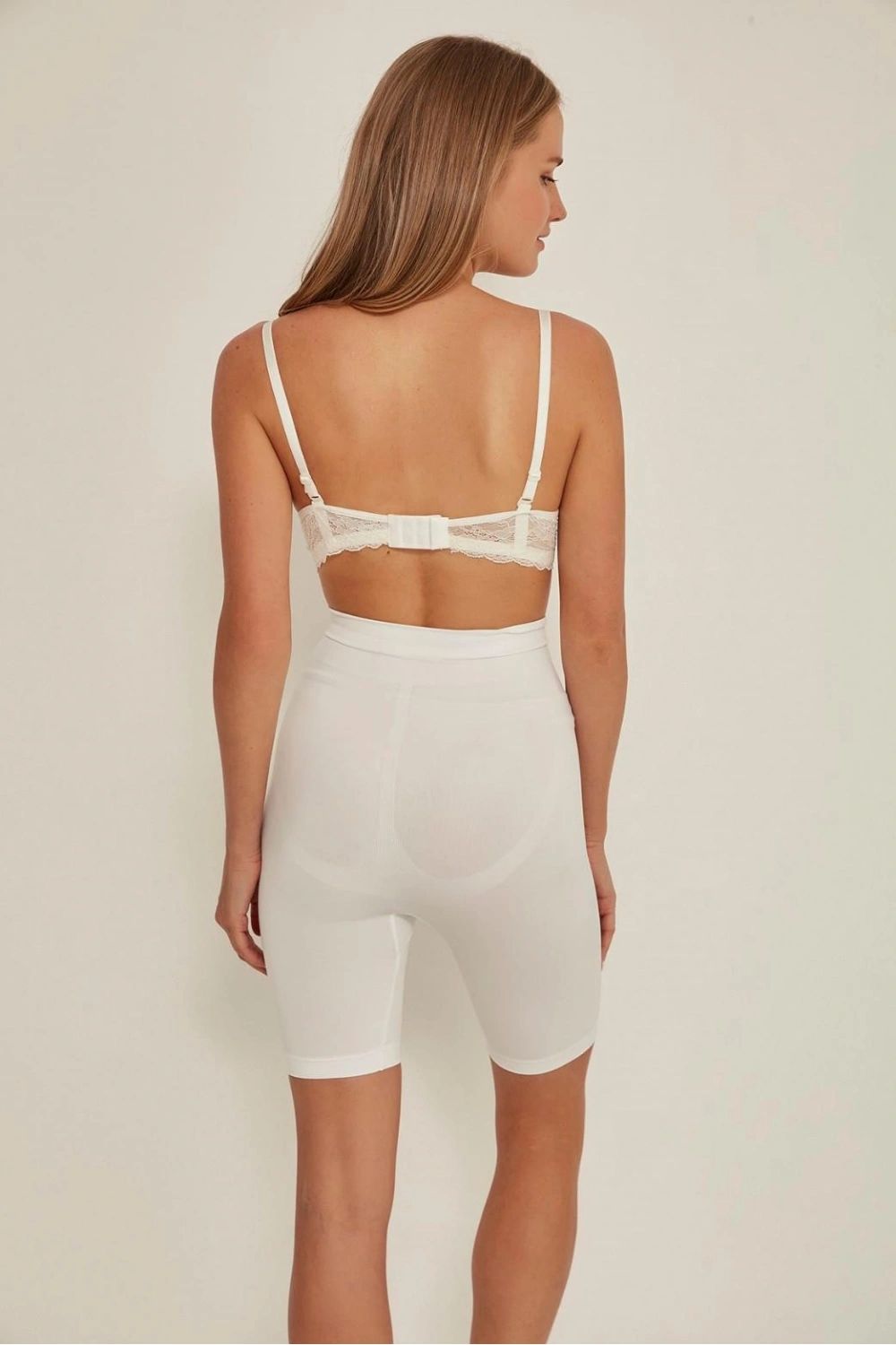 Soft Uzun Paçalı Boxer Korse - Beyaz - KLBN29442