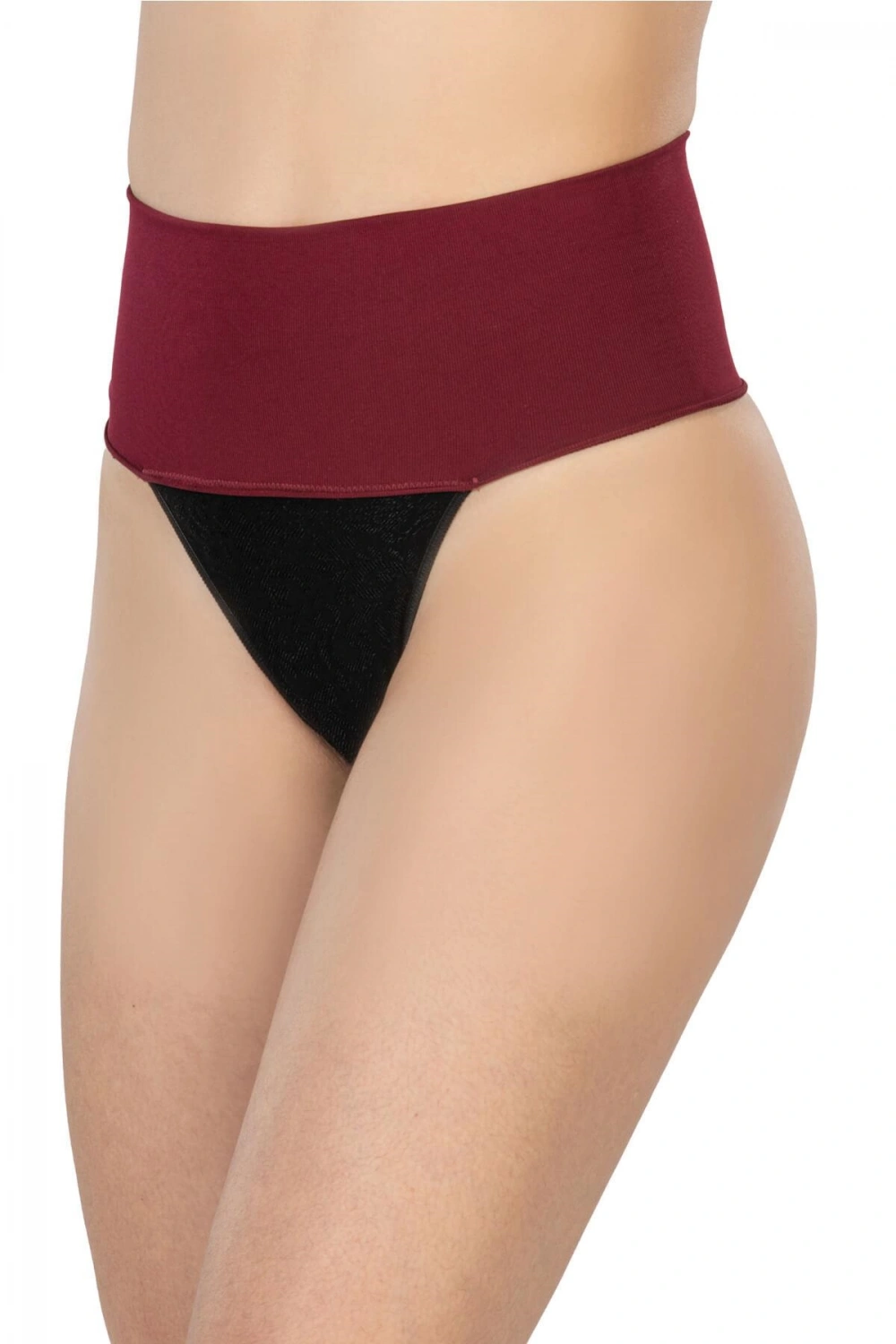 Seamless Çift Renk String Korse - Bordo - KLBN30802