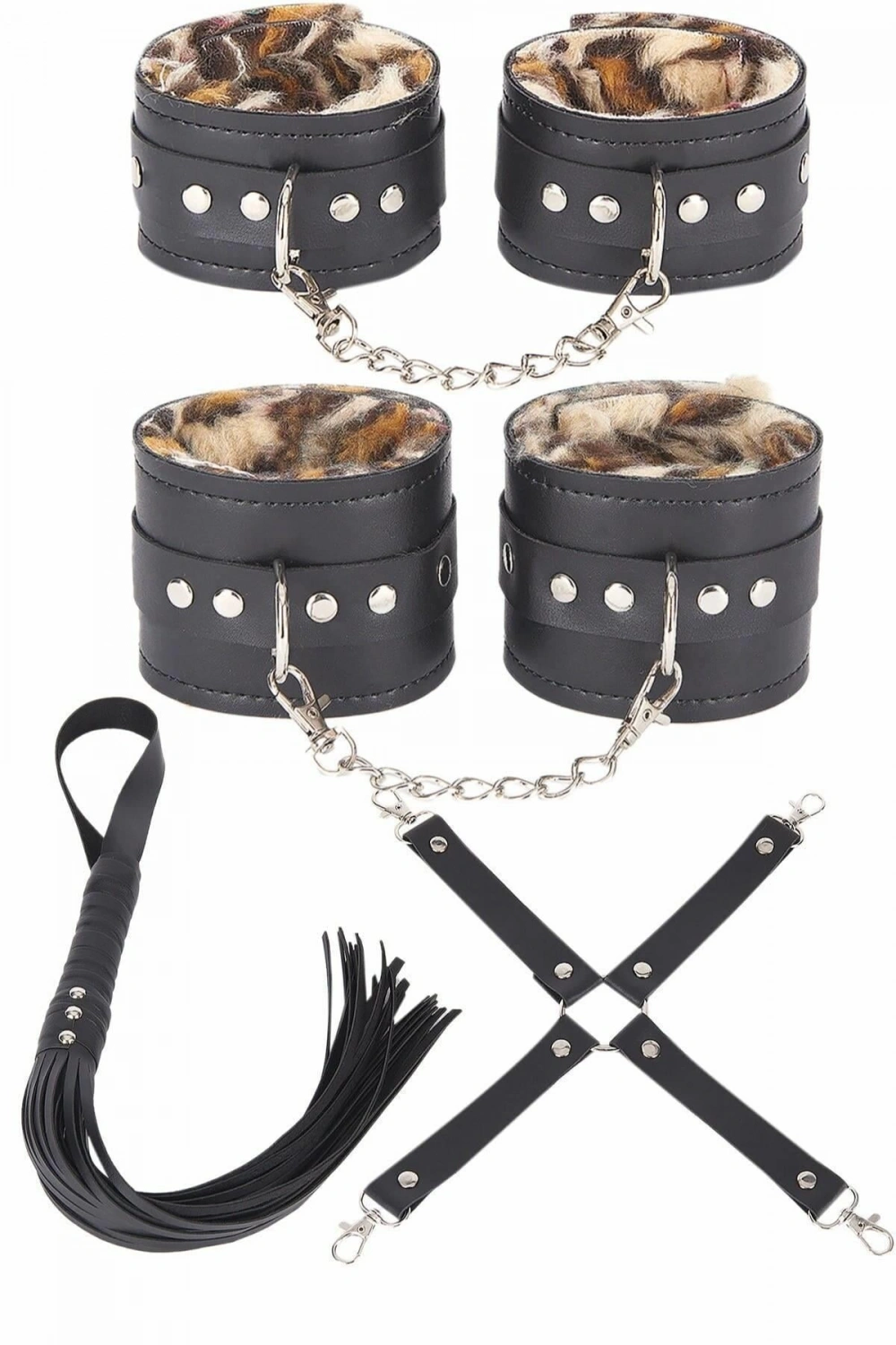 Deri Leoparlı 4lü Harness Set - KLBN19600