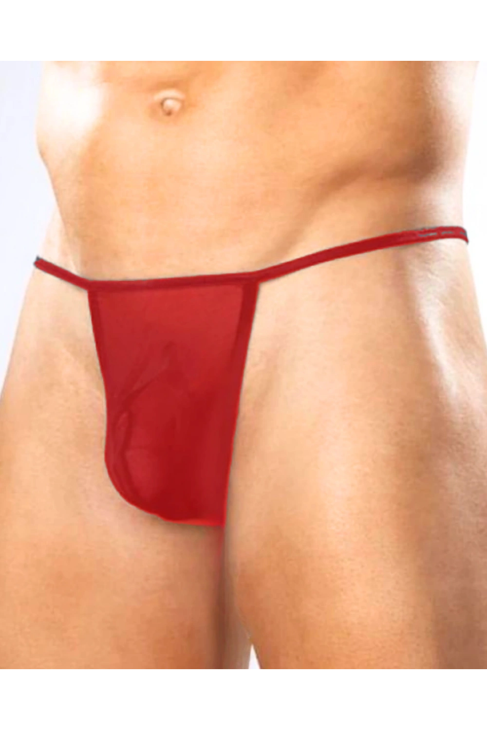 Fantezi Kırmızı Transparan Seksi Tül Erkek String 4602