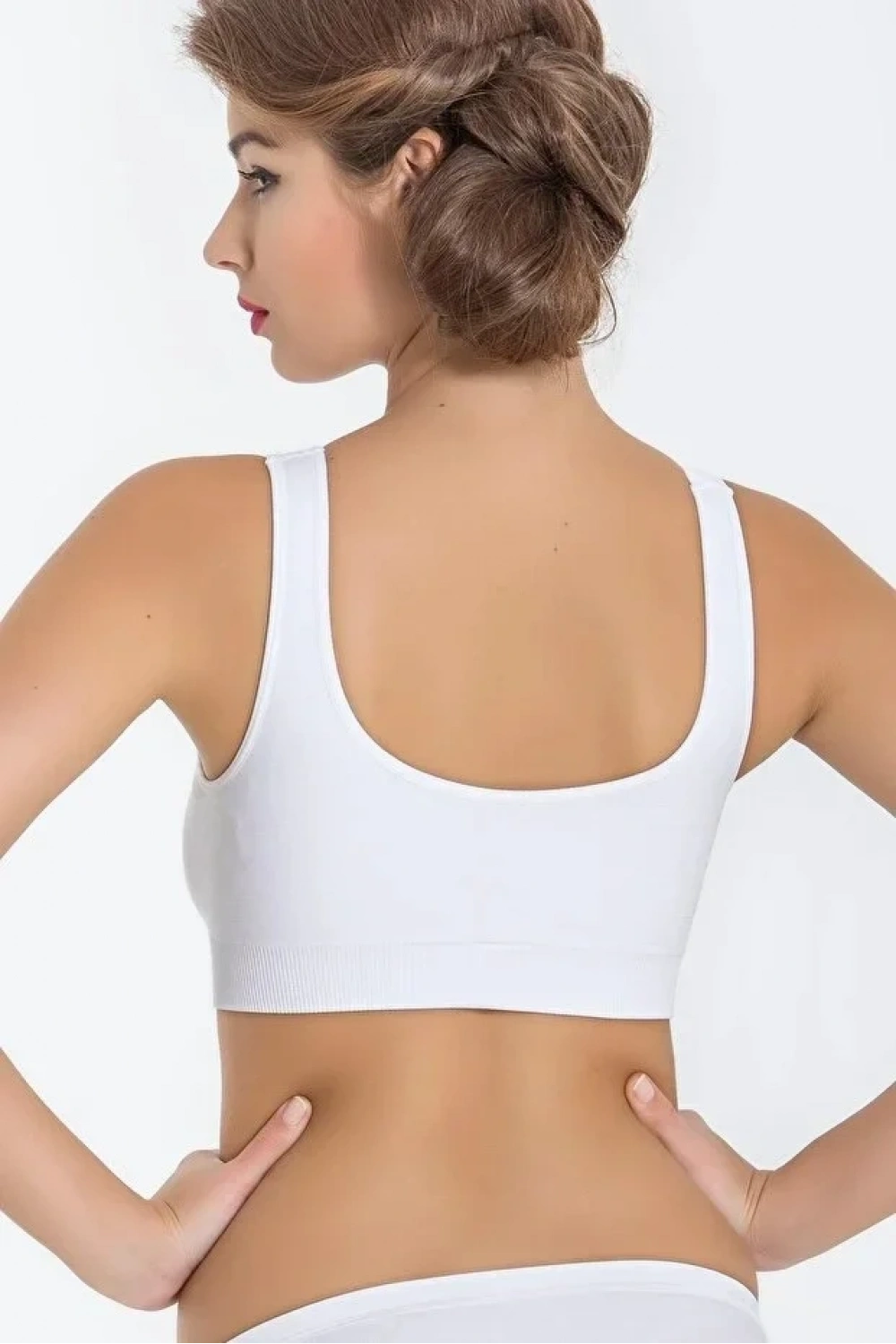 Kadın Beyaz Kalın Askılı Çıkarılabilir Pedli Örme Seamless Dikişsiz Basic Büstiyer