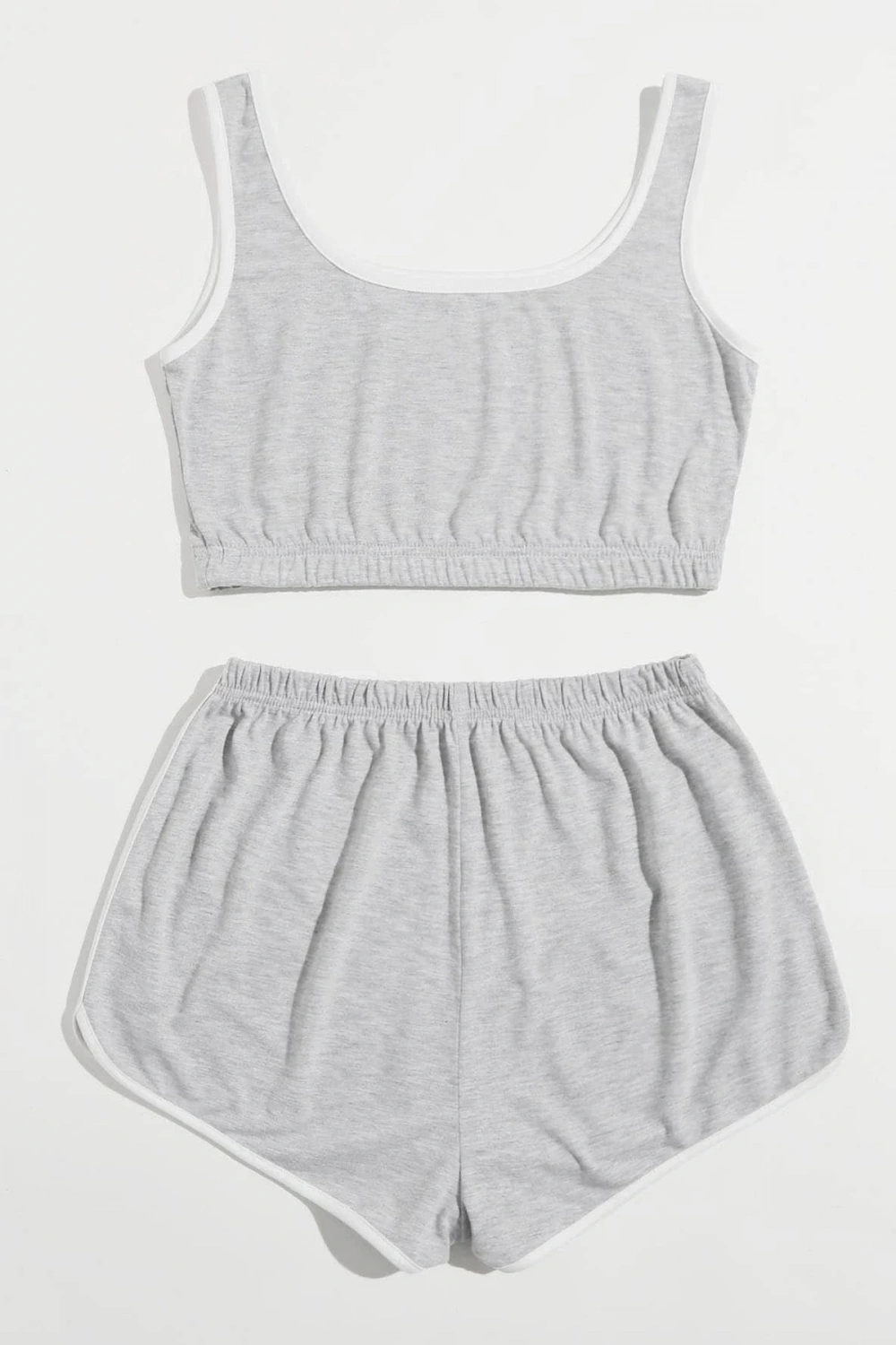 Kadın Gri Askılı Crop Top ve Şortlu Gecelik Takım